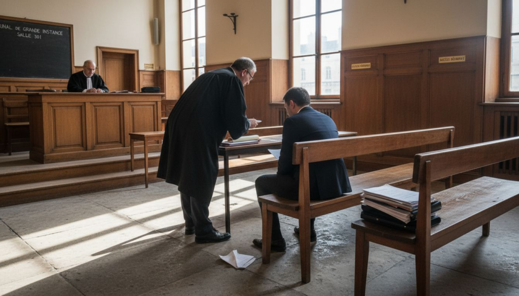 Un juge et un avocat en pleine audience au tribunal